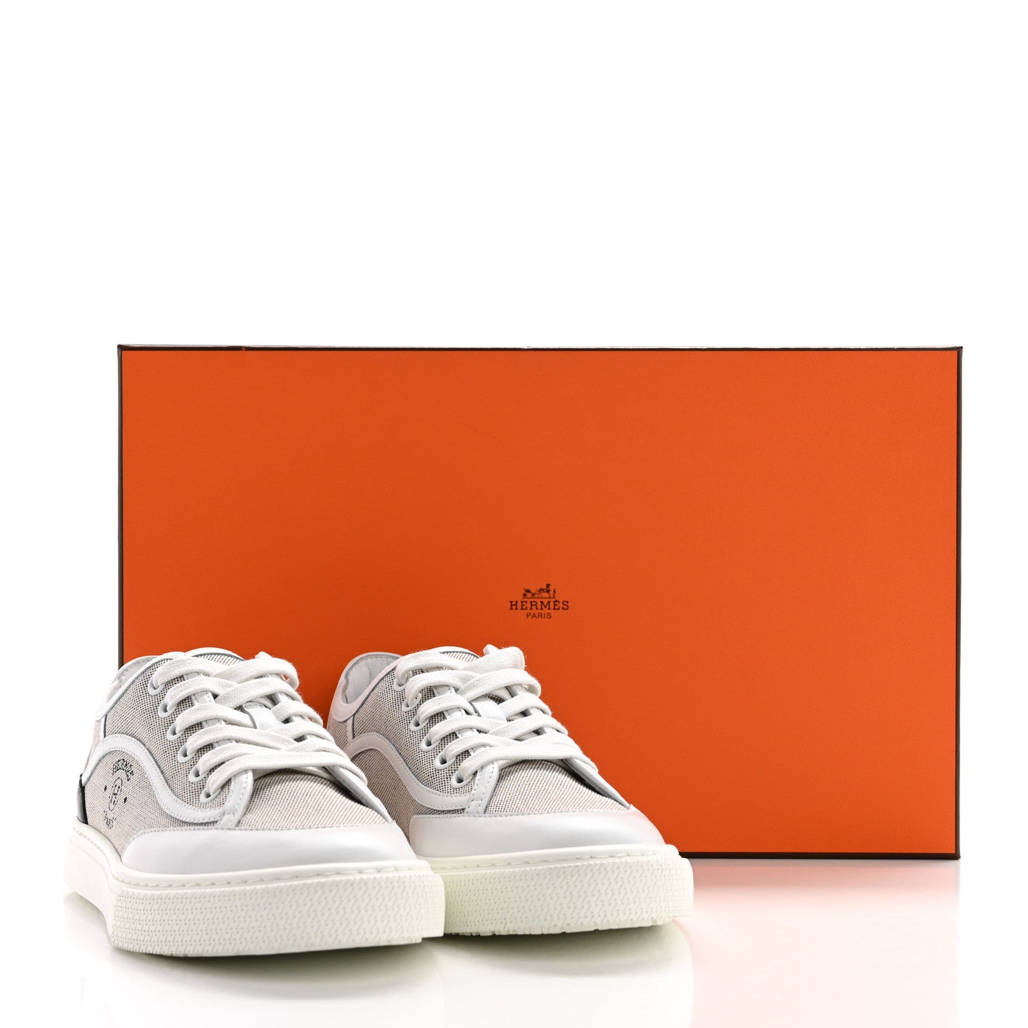Hermes Canvas Calfskin Get Sneakers 36 Prunoir Blanc 10 of 10