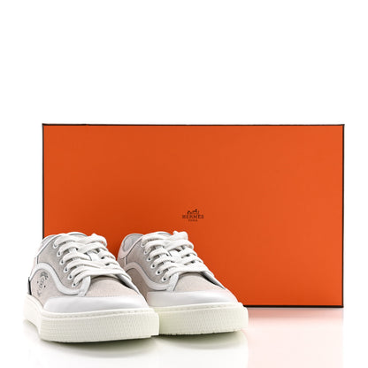 Hermes Canvas Calfskin Get Sneakers 36 Prunoir Blanc 10 of 10