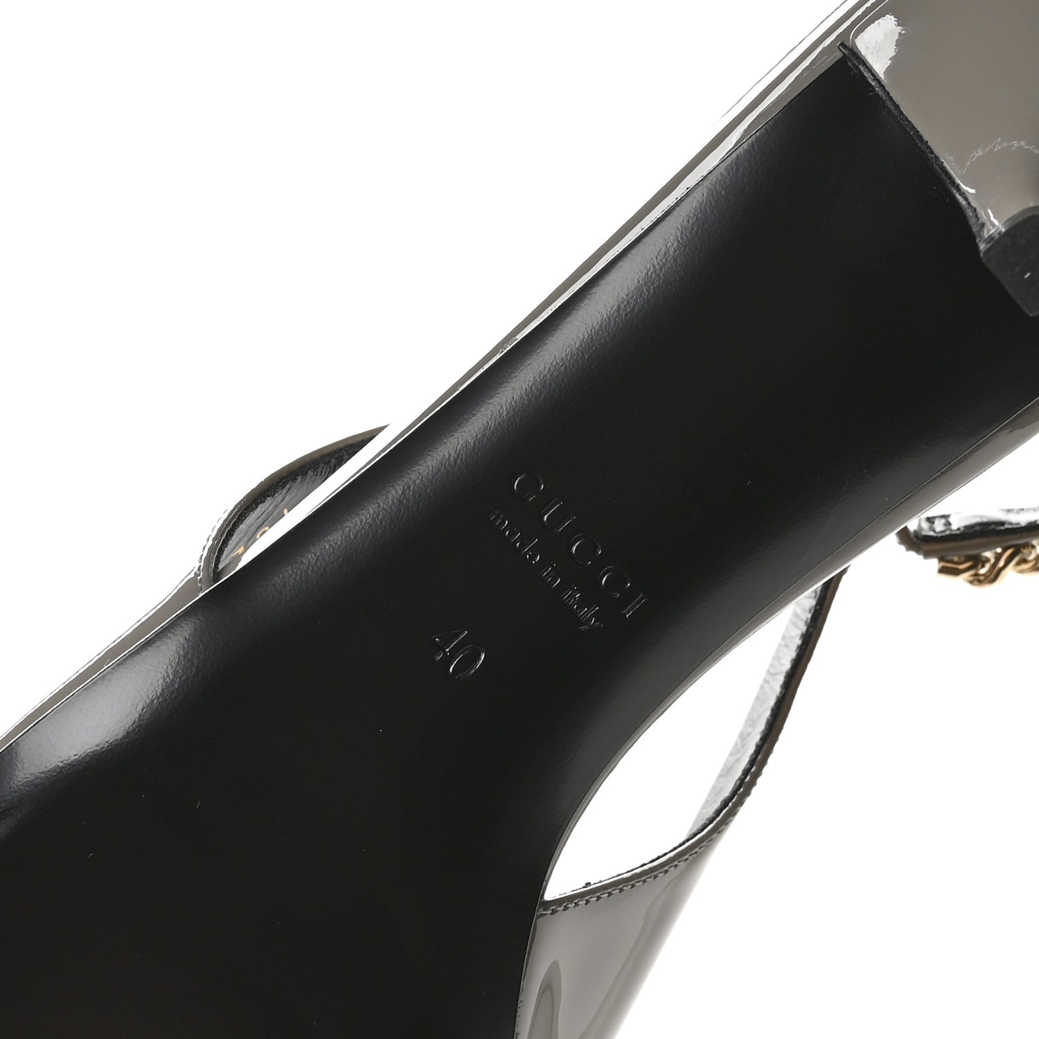Gucci Patent Signoria 35mm Slingback Pumps 40 New Fango 7 of 9