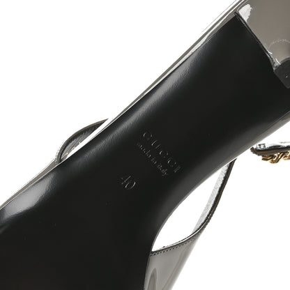 Gucci Patent Signoria 35mm Slingback Pumps 40 New Fango 7 of 9