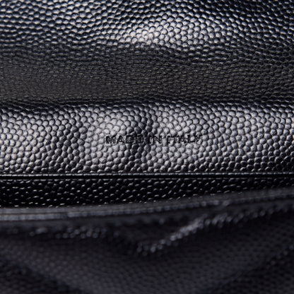 Saint Laurent Grain De Poudre Matelasse Chevron Small Monogram Envelope Wallet Black 7 of 7