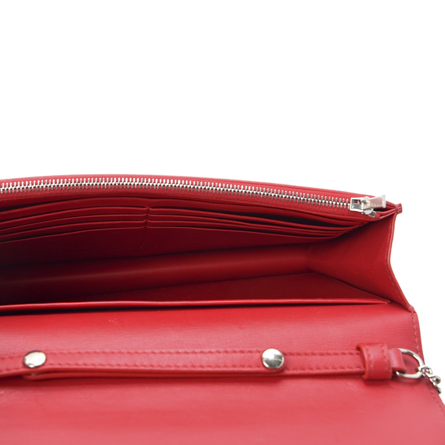 Smooth Lambskin Frame Evening Chain Clutch Grey Red