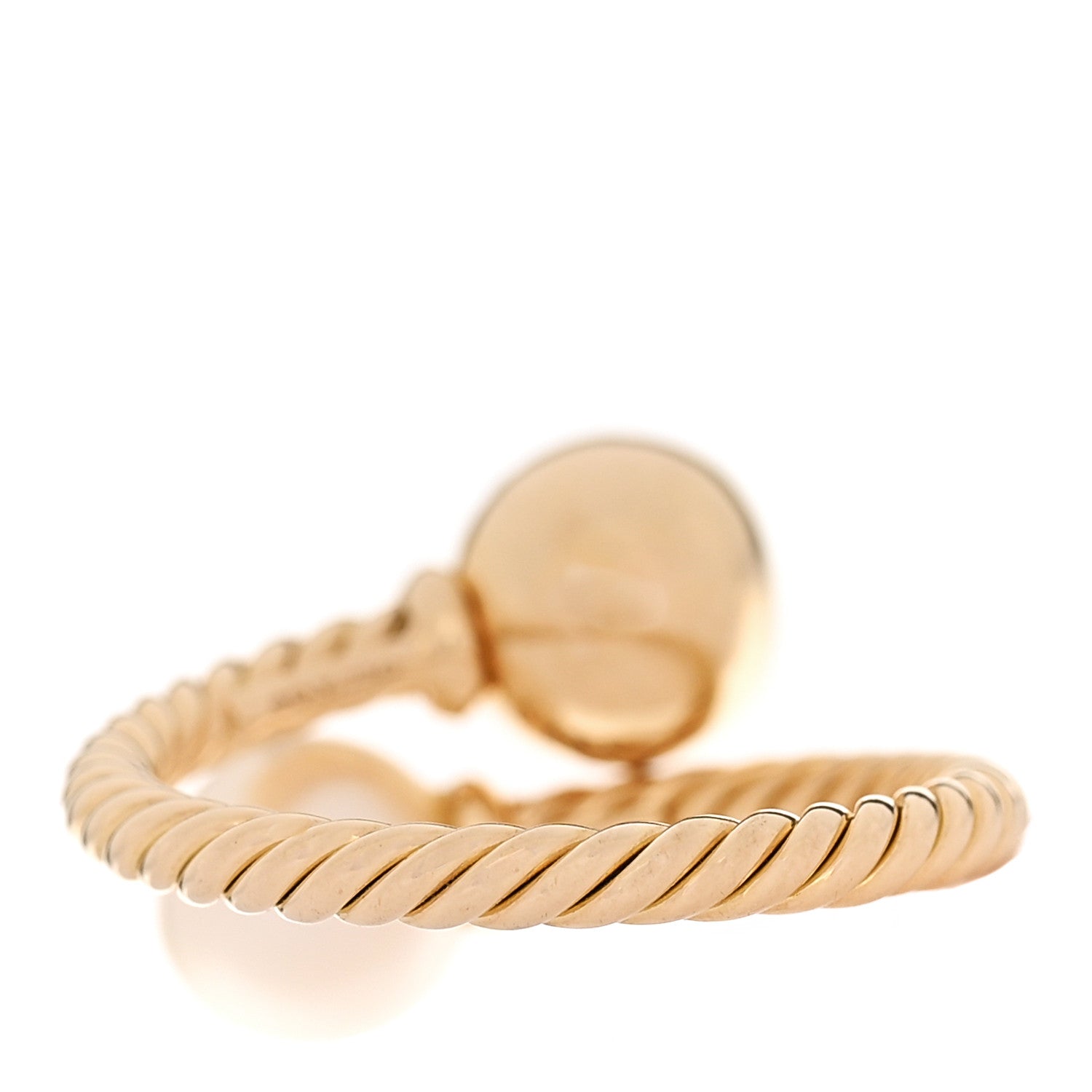 David Yurman 18K Yellow Gold Cultured Pearl Diamond Solari Bypass Ring 53 6.5 3 of 5
