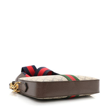 Gucci GG Supreme Monogram Textured Dollar Calfskin Web Ophidia Wristlet Shoulder Bag Beige Ebony New Acero 4 of 8