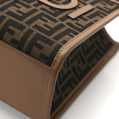 Fendi Fabric Jacquard FF 1974 Logo Small Fendi Sunshine Shopper Tote Tobacco Moro Sand 11 of 11