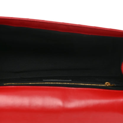 Saint Laurent Grain De Poudre Matelasse Chevron Large Monogram Satchel Lipstick Red 5 of 11