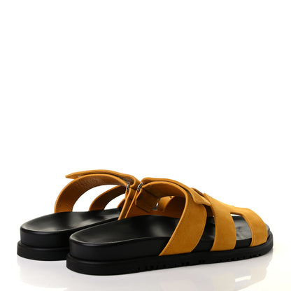 Hermes Suede Goatskin Womens Chypre Sandals 39 Jaune Mimosa 4 of 11