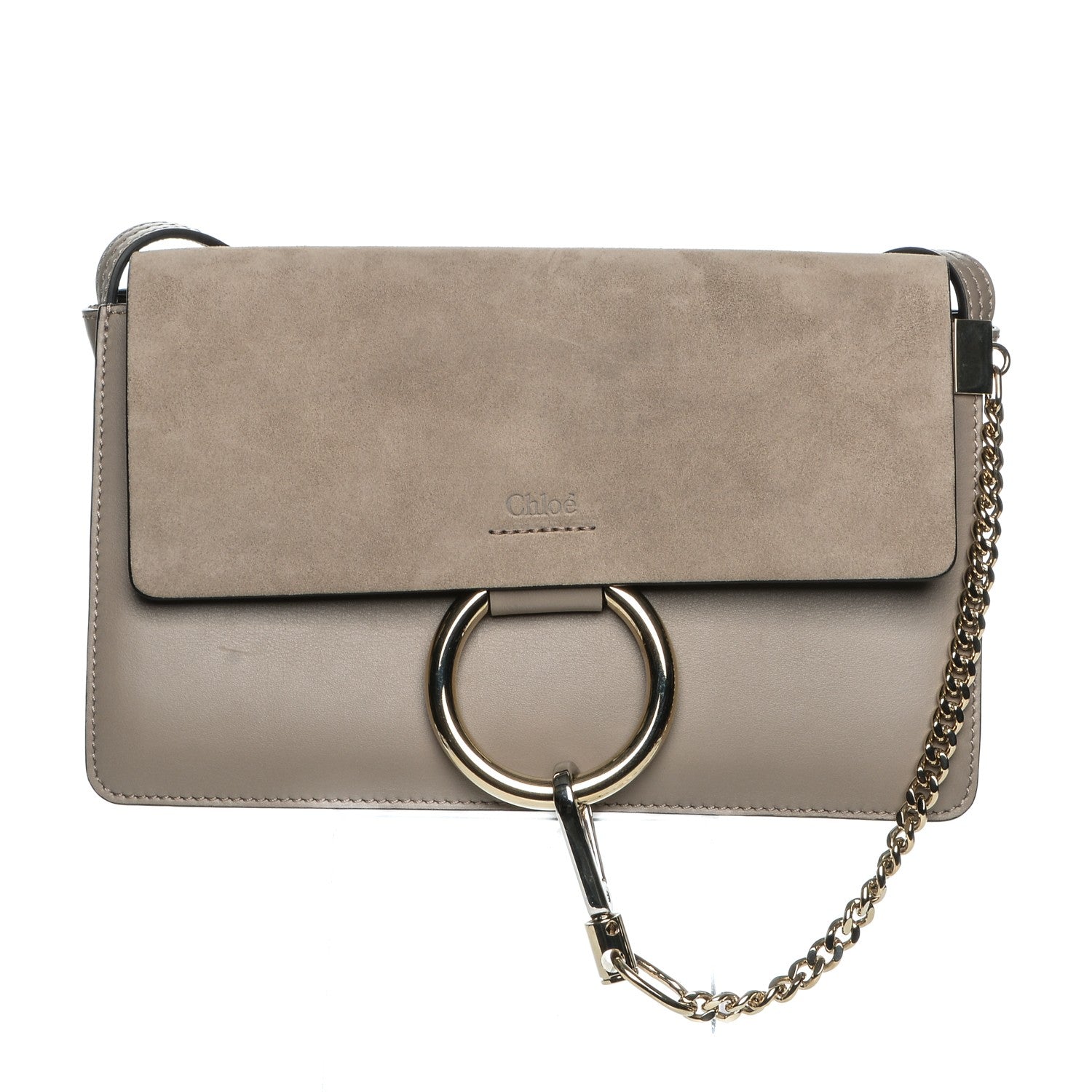 Chloe Suede Calfskin Small Faye Shoulder Bag Motty Grey 1 of 7