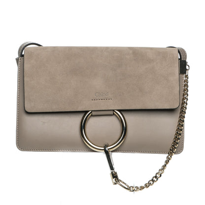 Chloe Suede Calfskin Small Faye Shoulder Bag Motty Grey 1 of 7