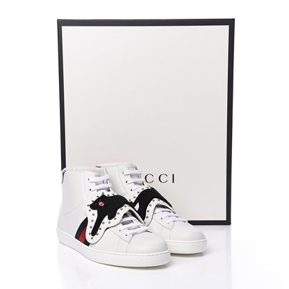 Gucci Calfskin Web Panther Removable Patches Mens Ace High Top Sneakers 8.5 White 7 of 7