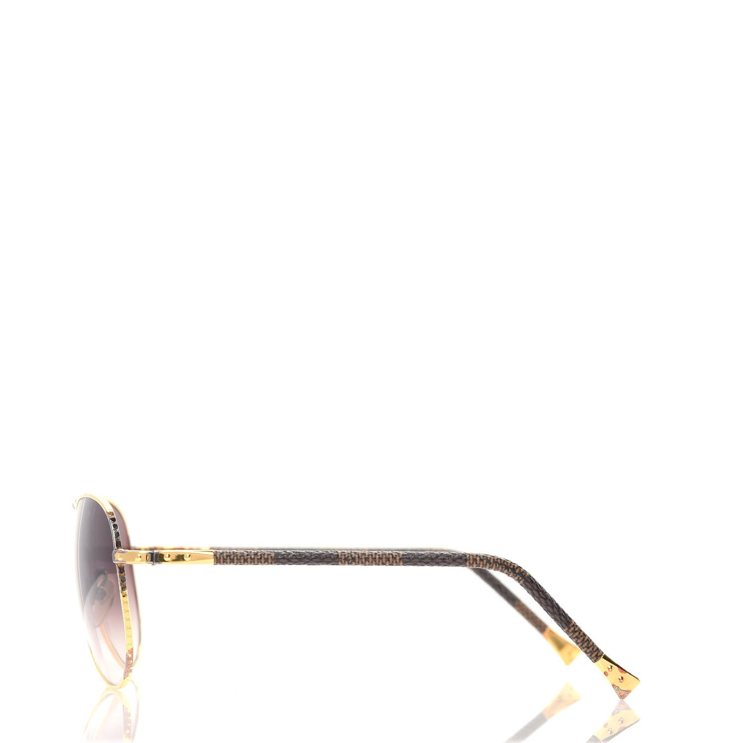 Louis Vuitton Damier Ebene Conspiration Pilote Aviator Sunglasses Z0202U Gold 3 of 7