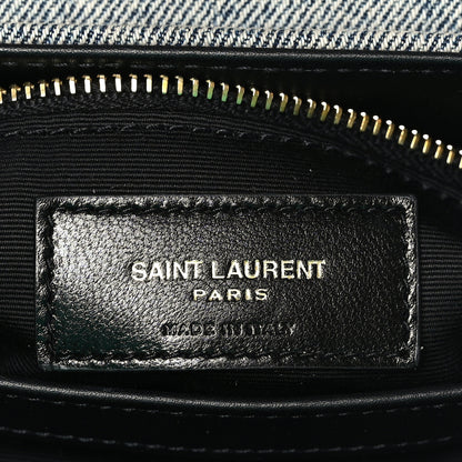 Saint Laurent Denim Y Quilted Monogram Toy Loulou Crossbody Bag Grey 6 of 10