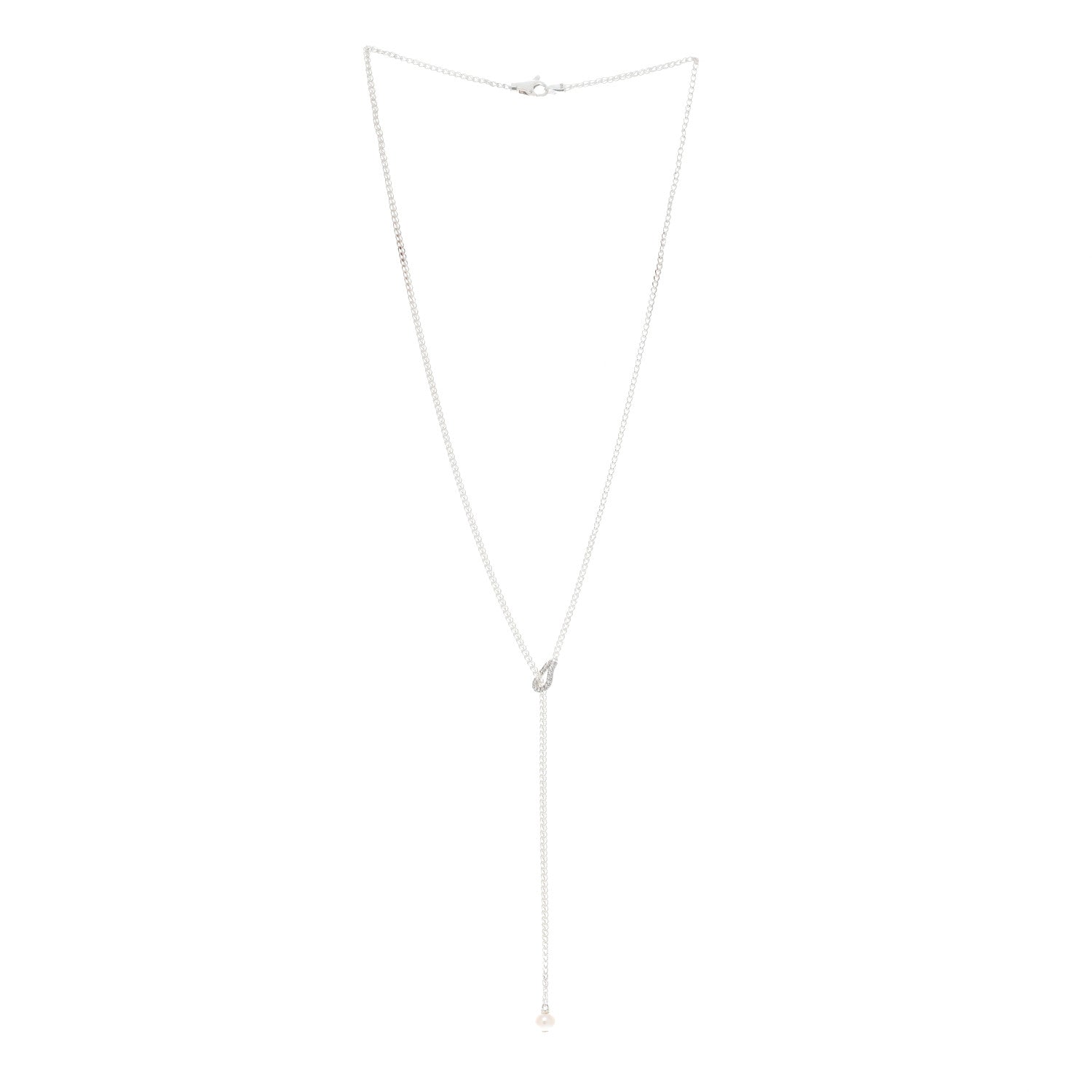 John Hardy Sterling Silver Diamond Freshwater Cultured Pearl Surf Y Necklace 3 of 4
