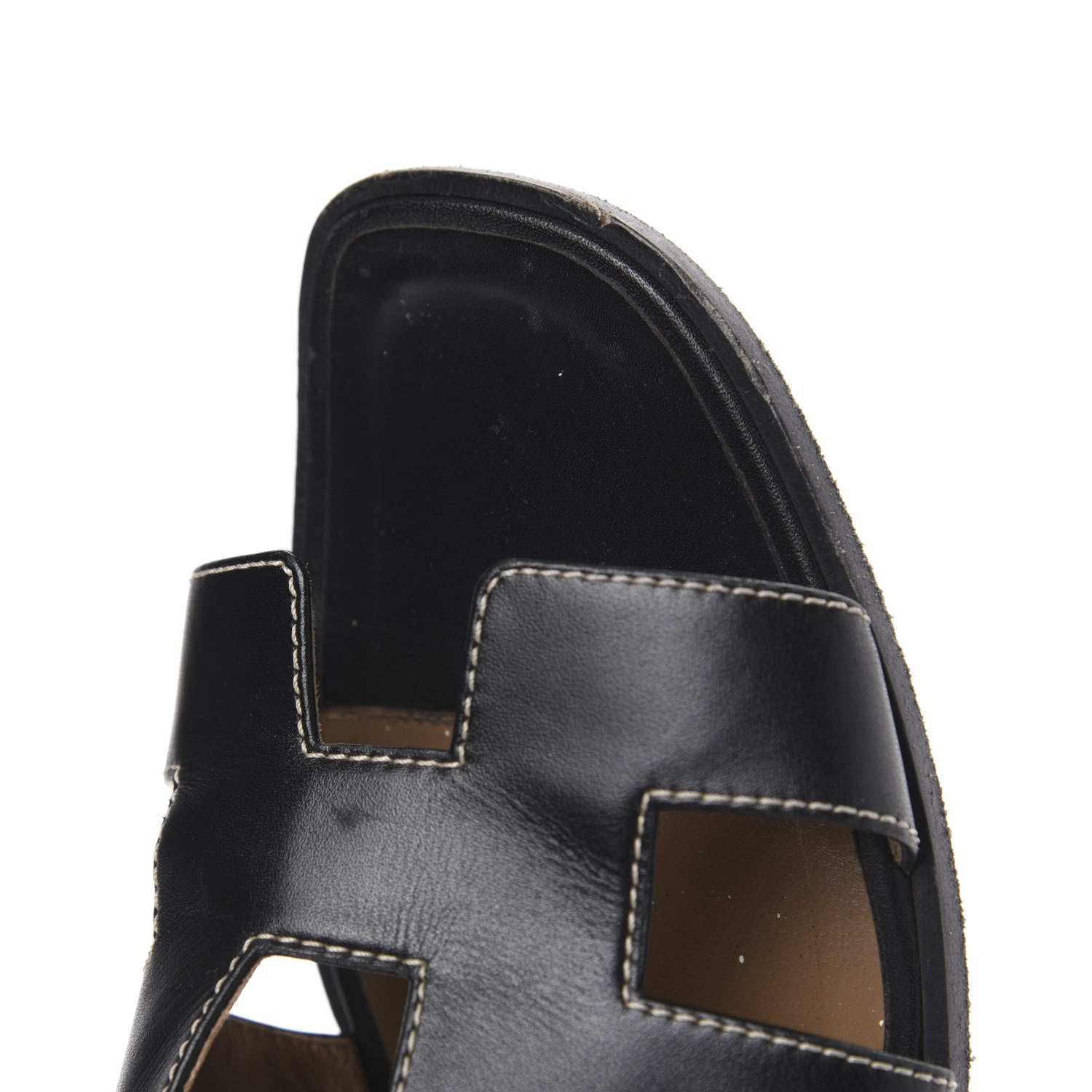Hermes Box Calfskin Oran Sandals 37.5 Black 9 of 9