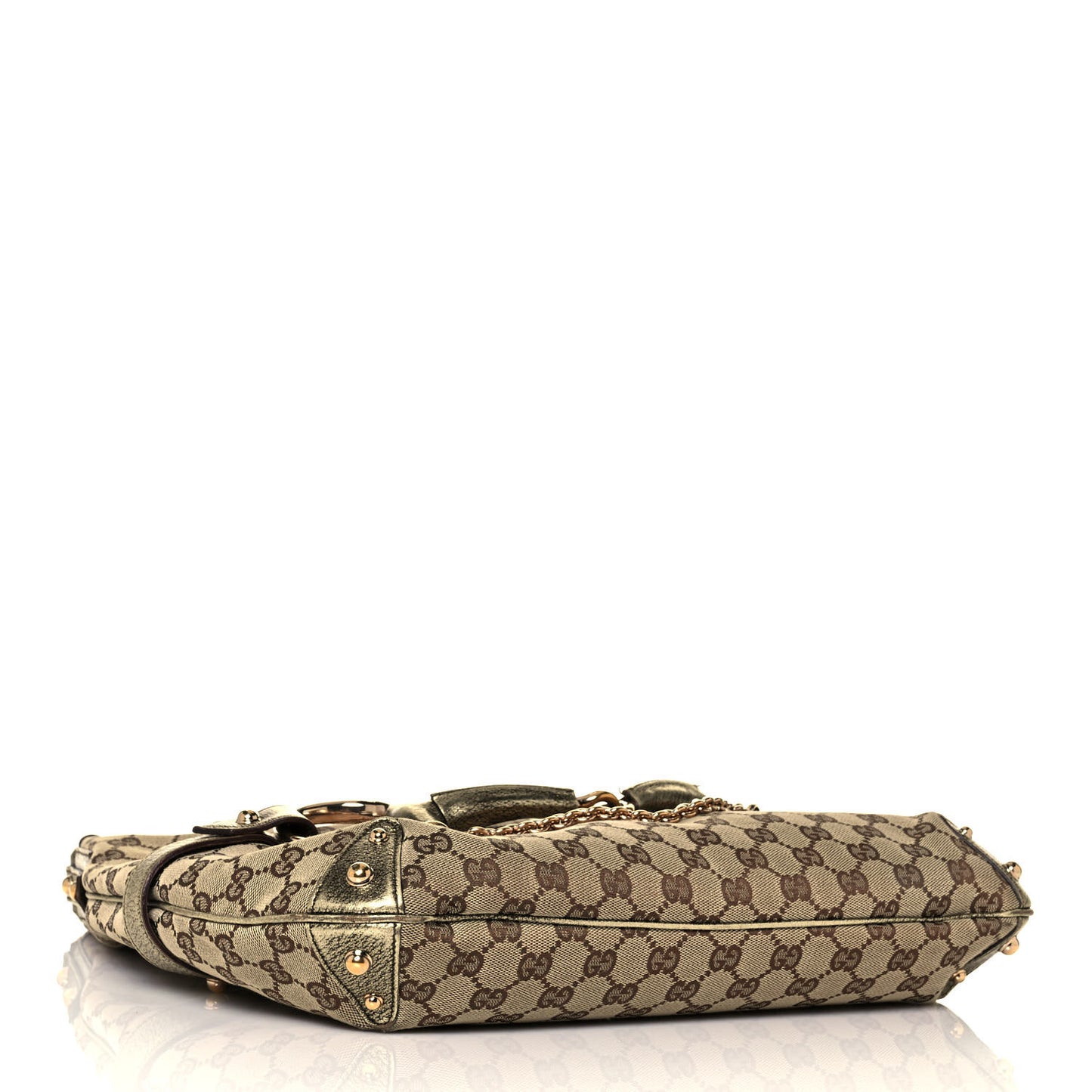 Metallic Monogram Horsebit Chain Hobo Gold