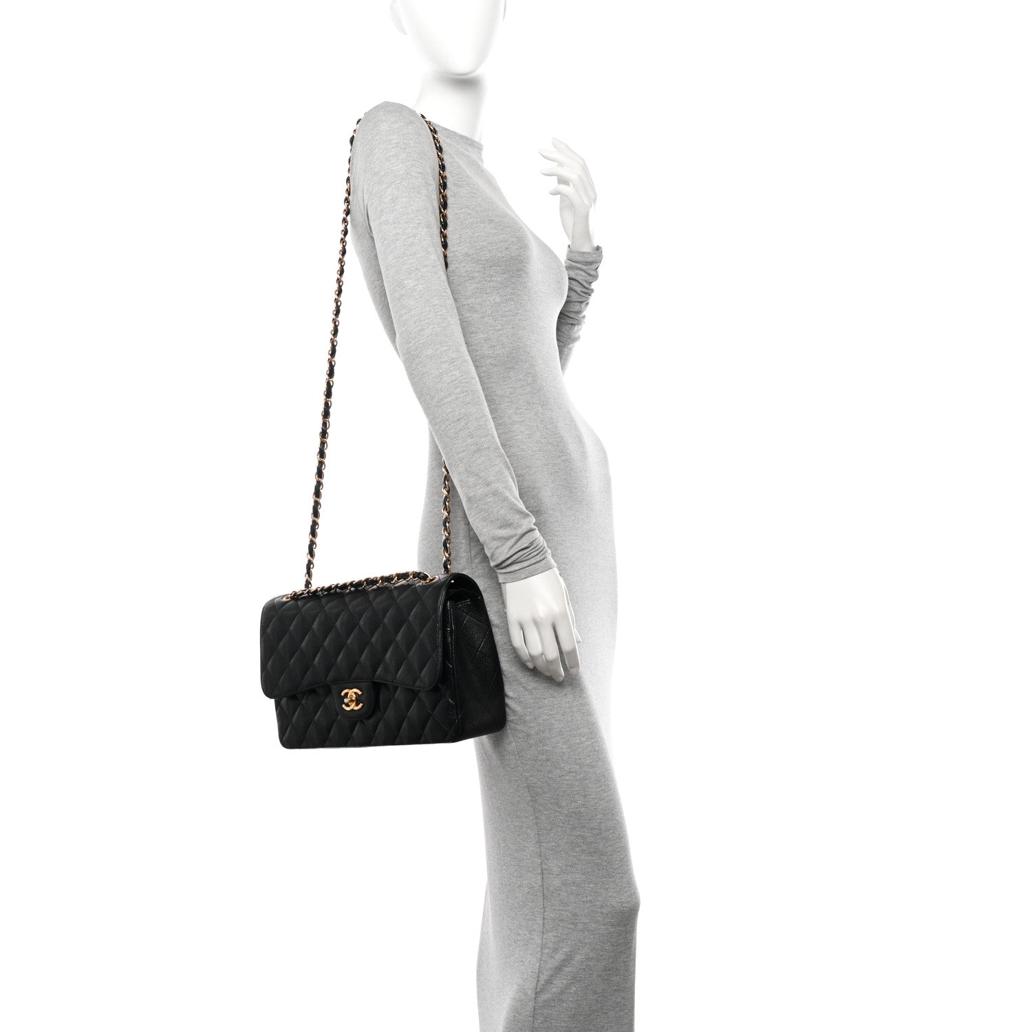 Chanel Caviar Quilted Jumbo Double Flap Black 3 of 10