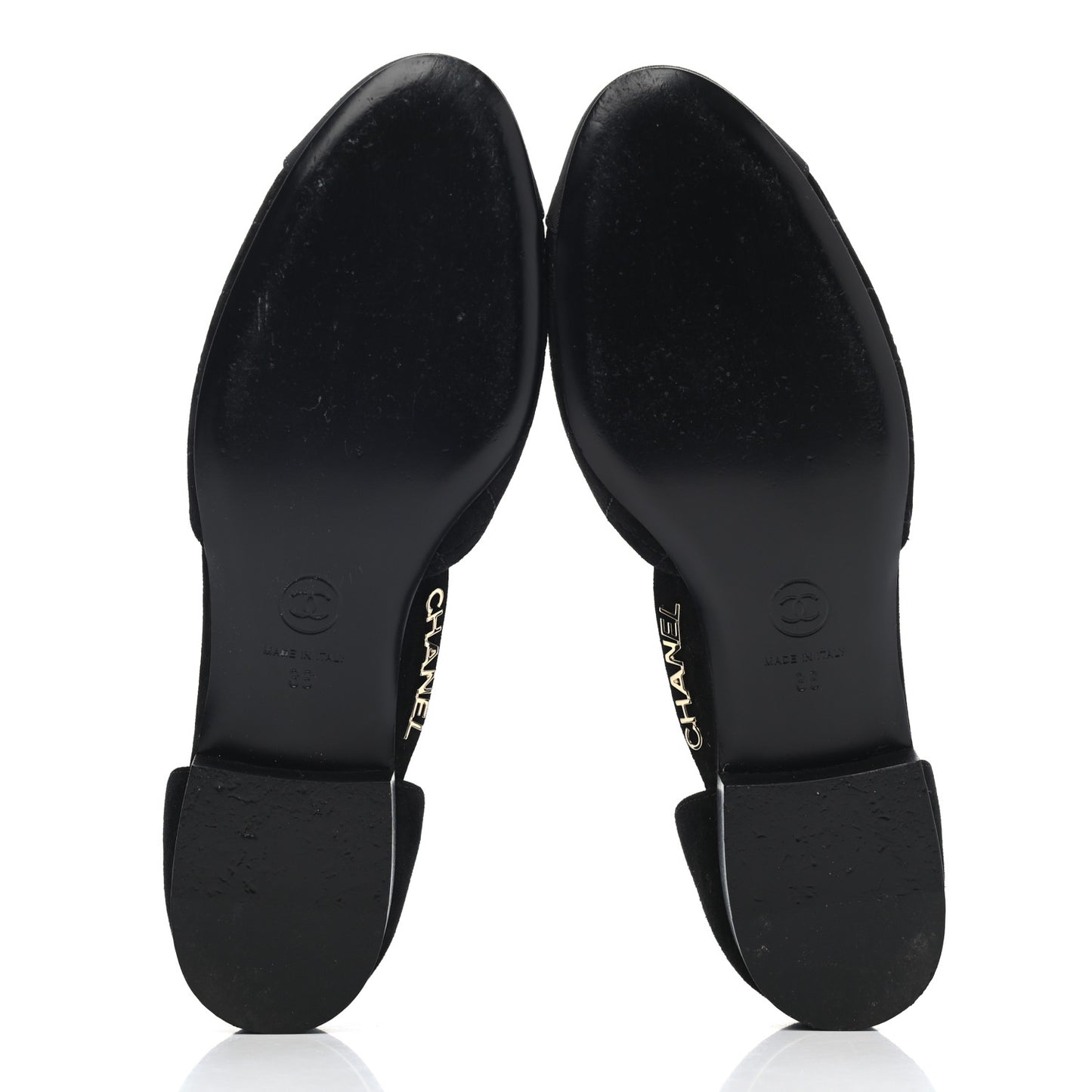 Suede Grosgrain CC Cap Toe Ankle Flat 36 Black