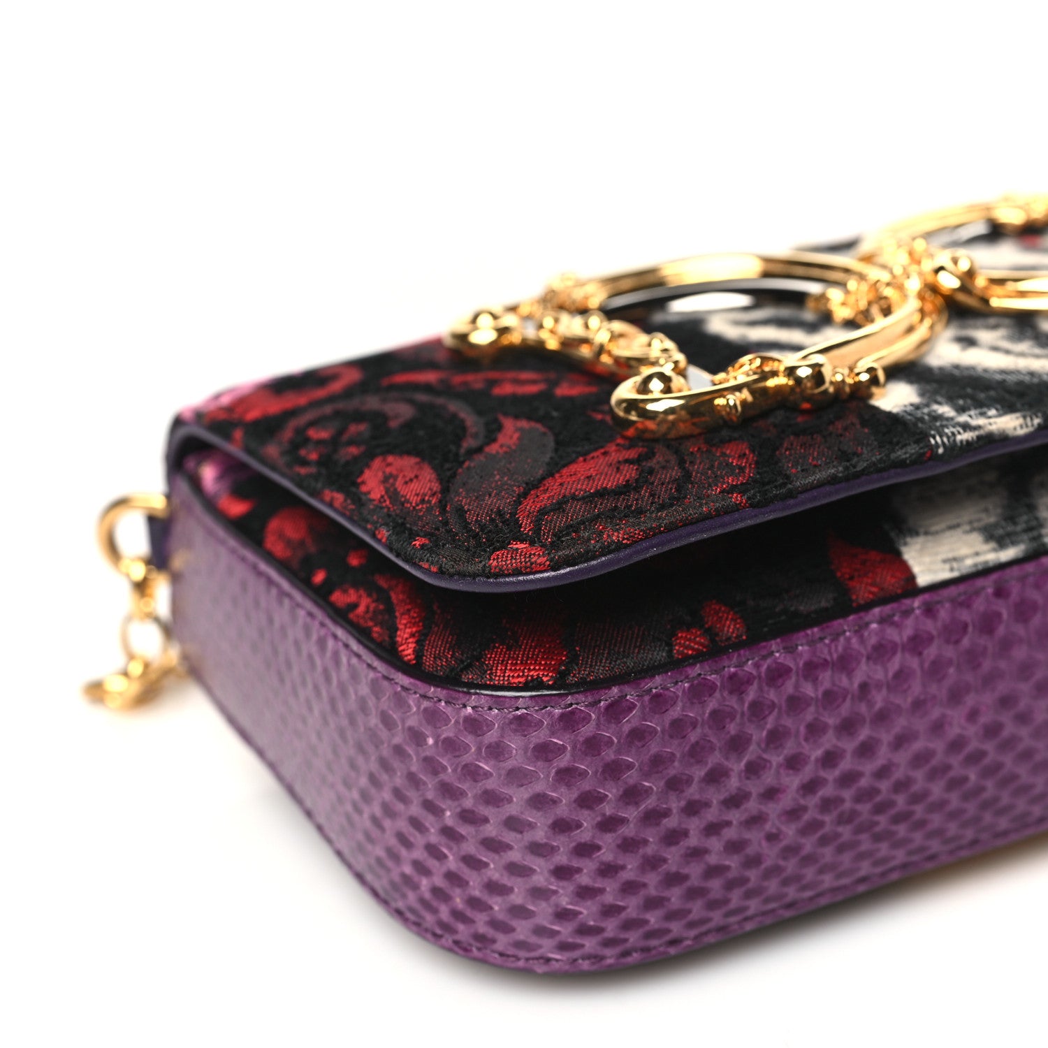 Dolce & Gabbana Patchwork Snakeskin Brocade DG Girls Chain Shoulder Bag Multicolor 8 of 12