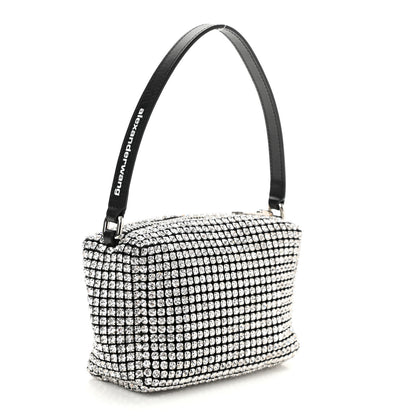 Alexander Wang Mesh Crystal Rhinestone Mini Heiress Pouch Black Silver 3 of 9