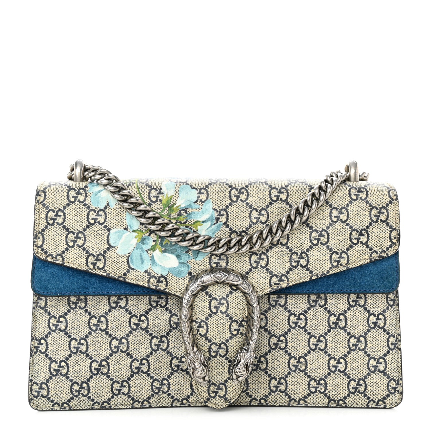 Gucci GG Supreme Monogram Blooms Small Dionysus Shoulder Bag Beige Navy Vintage Blue 1 of 10
