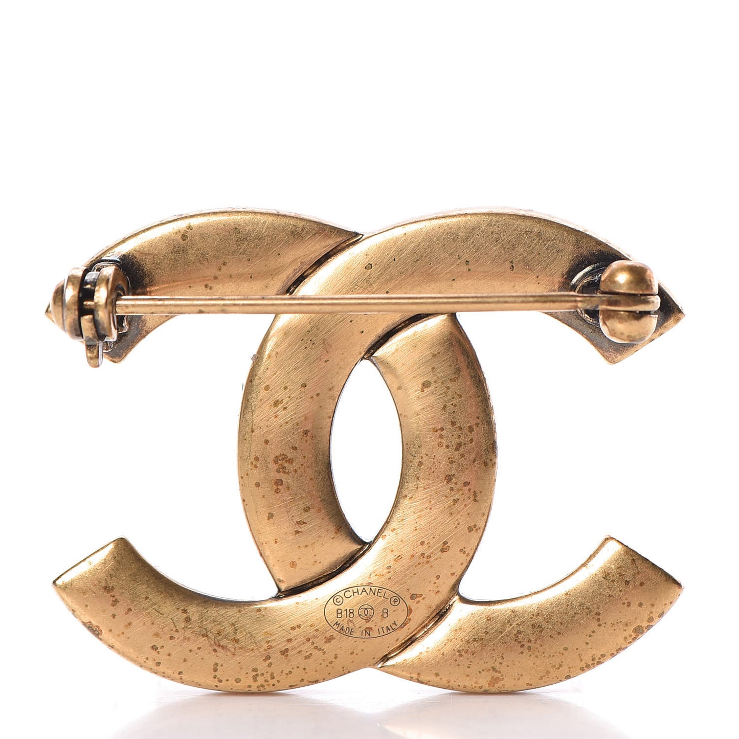 Metal CC Brooch Gold