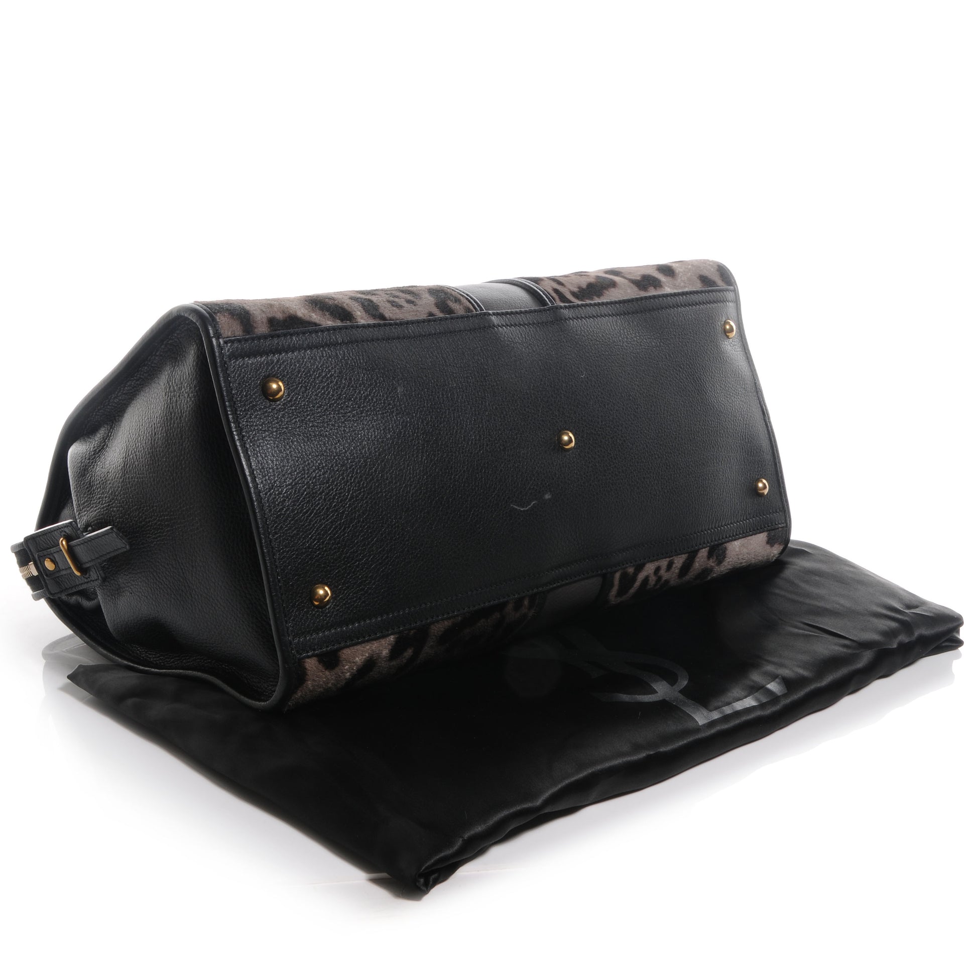 Saint Laurent Pony Hair Leopard Print Large Cabas Chyc Black 4 of 9