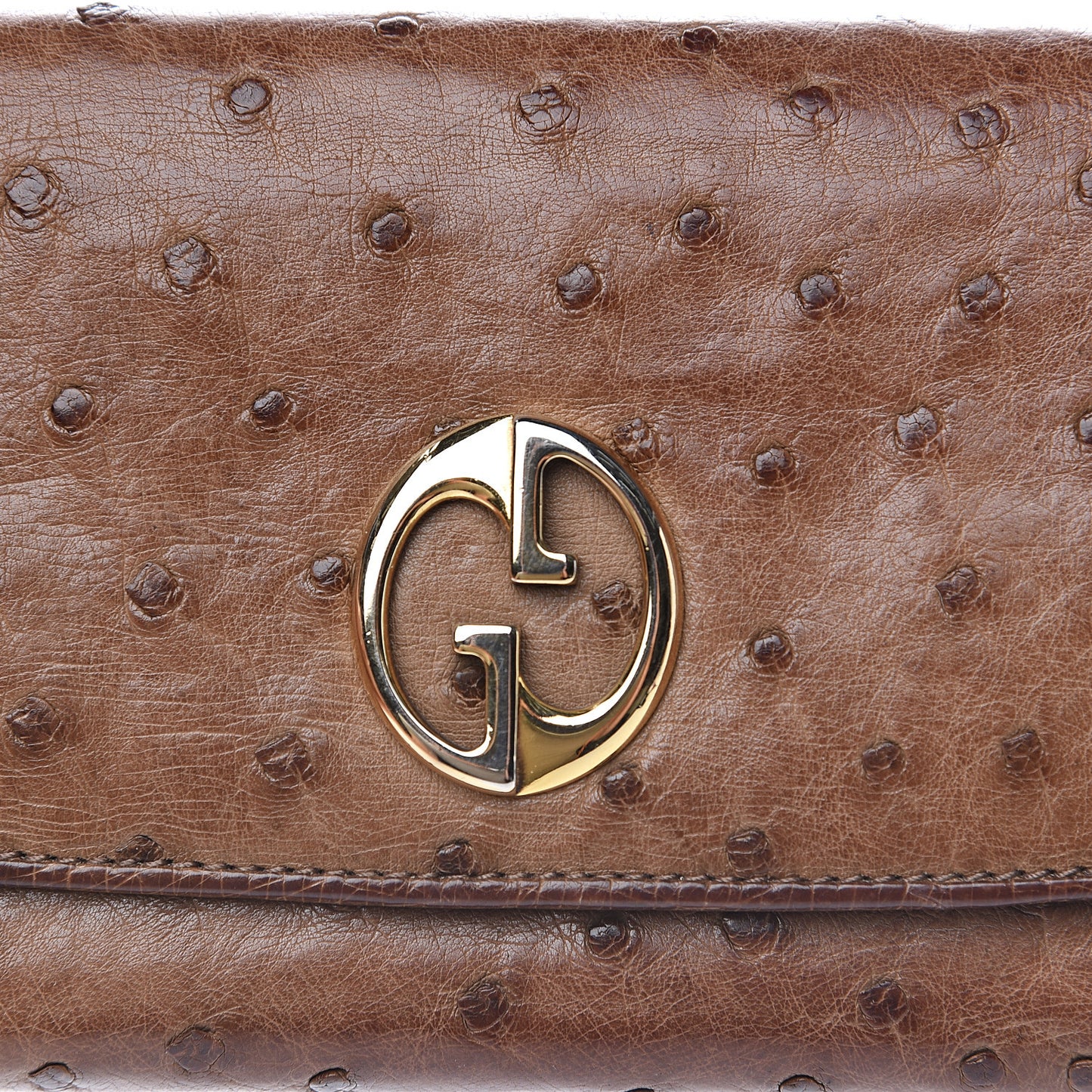 Ostrich 1973 Continental Clutch Wallet Brown