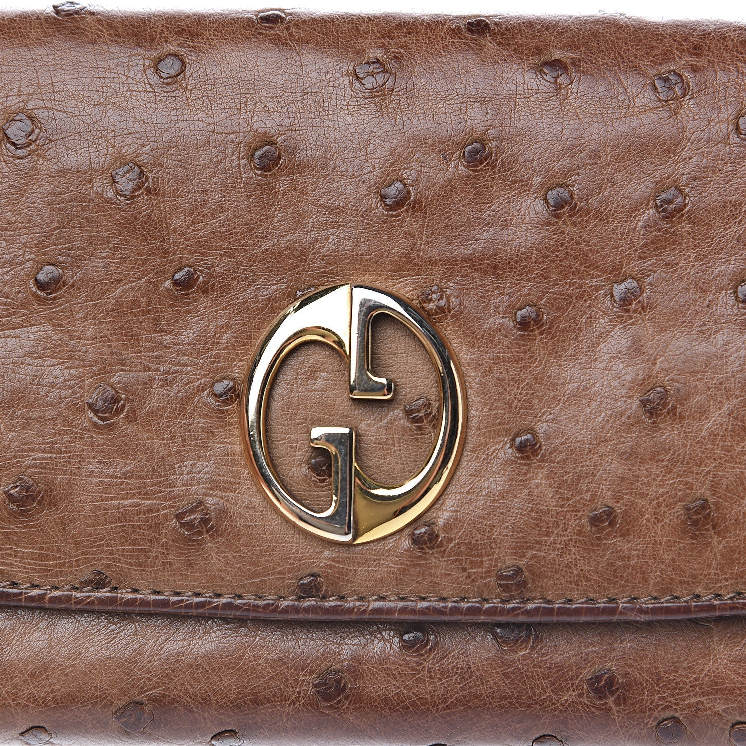 Gucci Ostrich 1973 Continental Clutch Wallet Brown 12 of 12