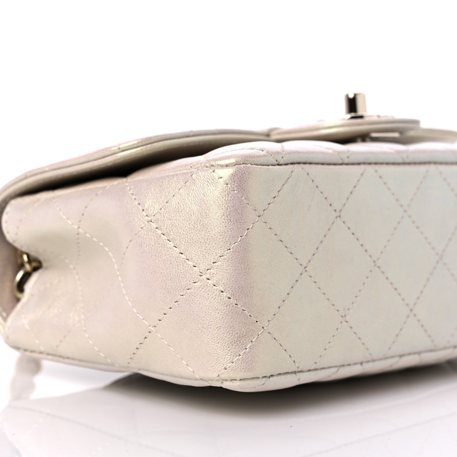 Chanel Iridescent Lambskin Quilted Mini Rectangular Flap Ivory 8 of 9
