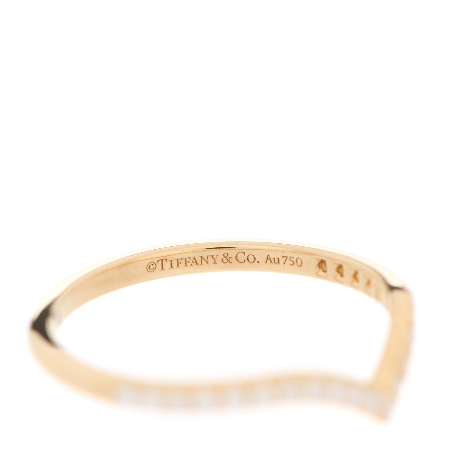 Tiffany 18K Yellow Gold Diamond Soleste V Band Ring 57 8 4 of 4