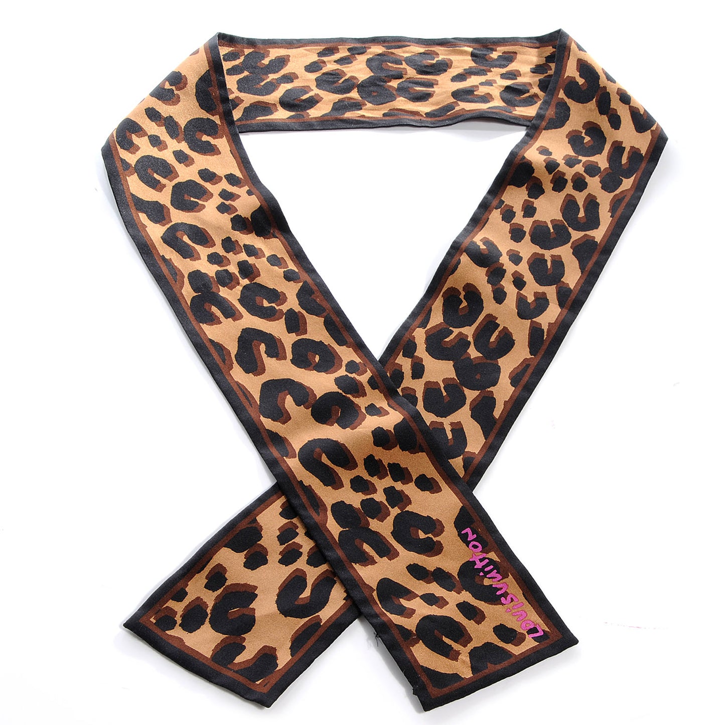 Silk Leopard Bandeau Scarf Marron