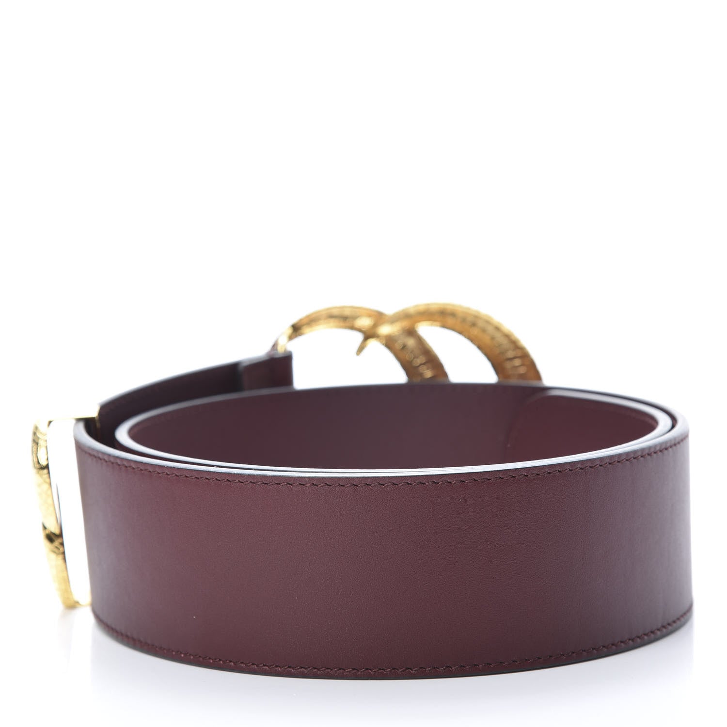 Gucci Calfskin Lizard Double G 50mm Belt 80 32 Vintage Bordeaux 2 of 5