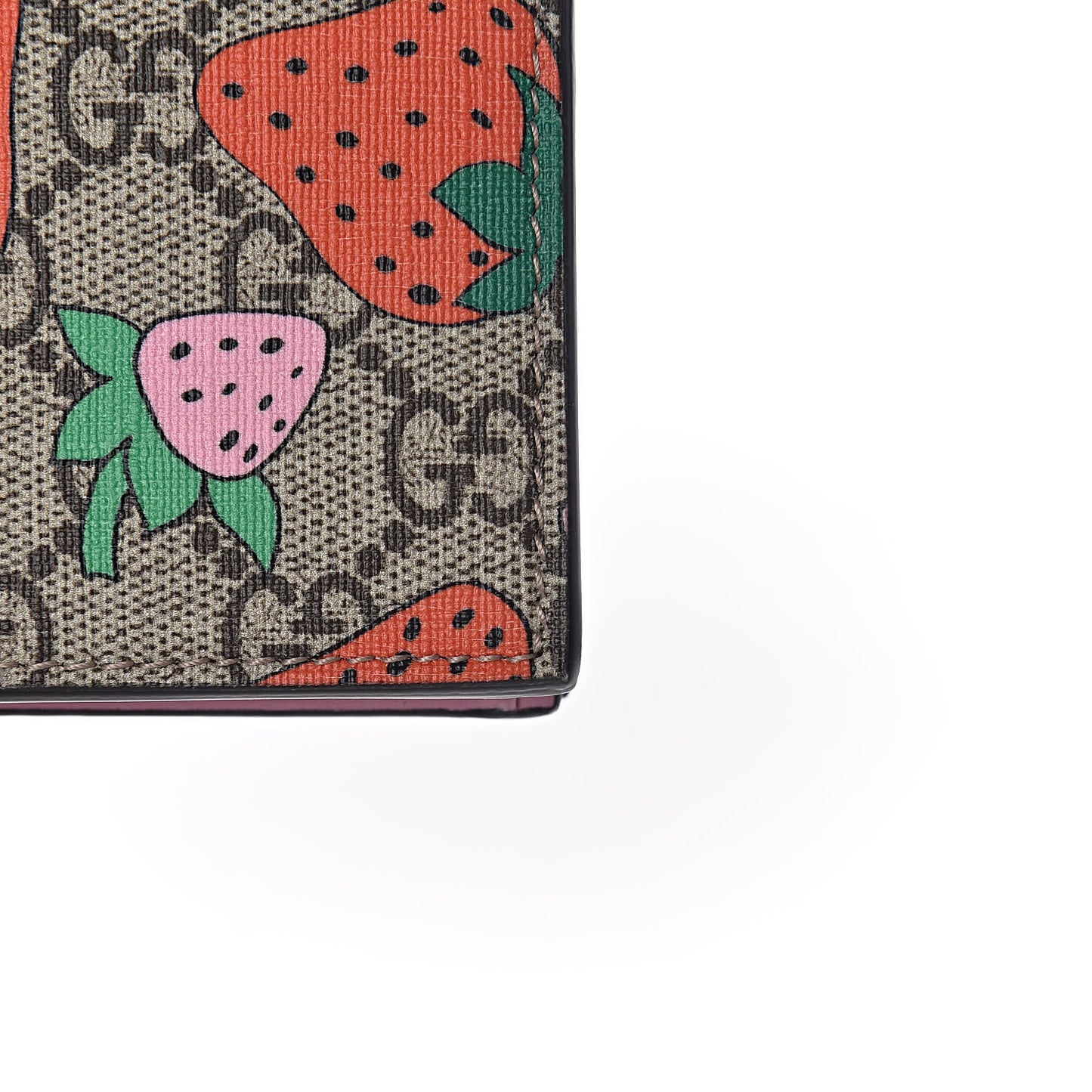 GG Supreme Monogram Strawberry Card Case