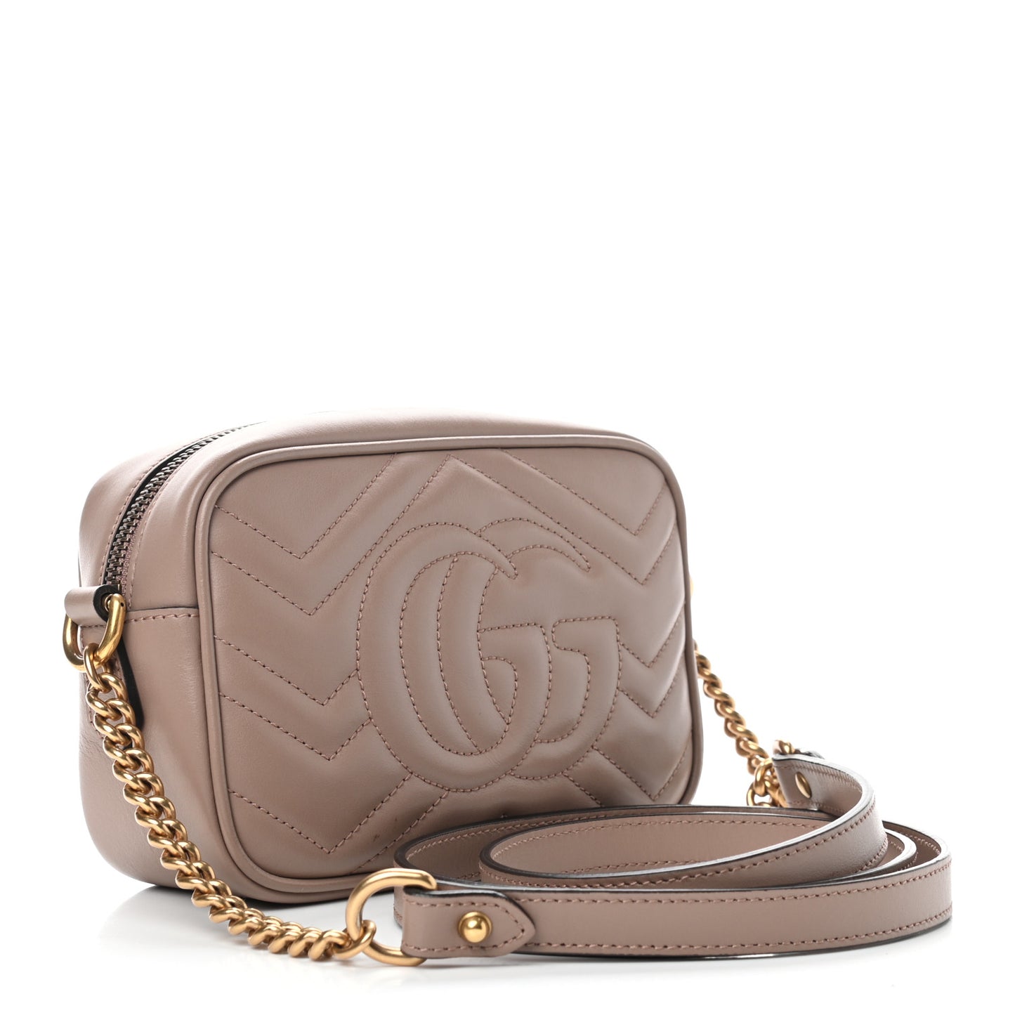 Calfskin Matelasse Mini GG Marmont Chain Shoulder Bag Porcelain Rose