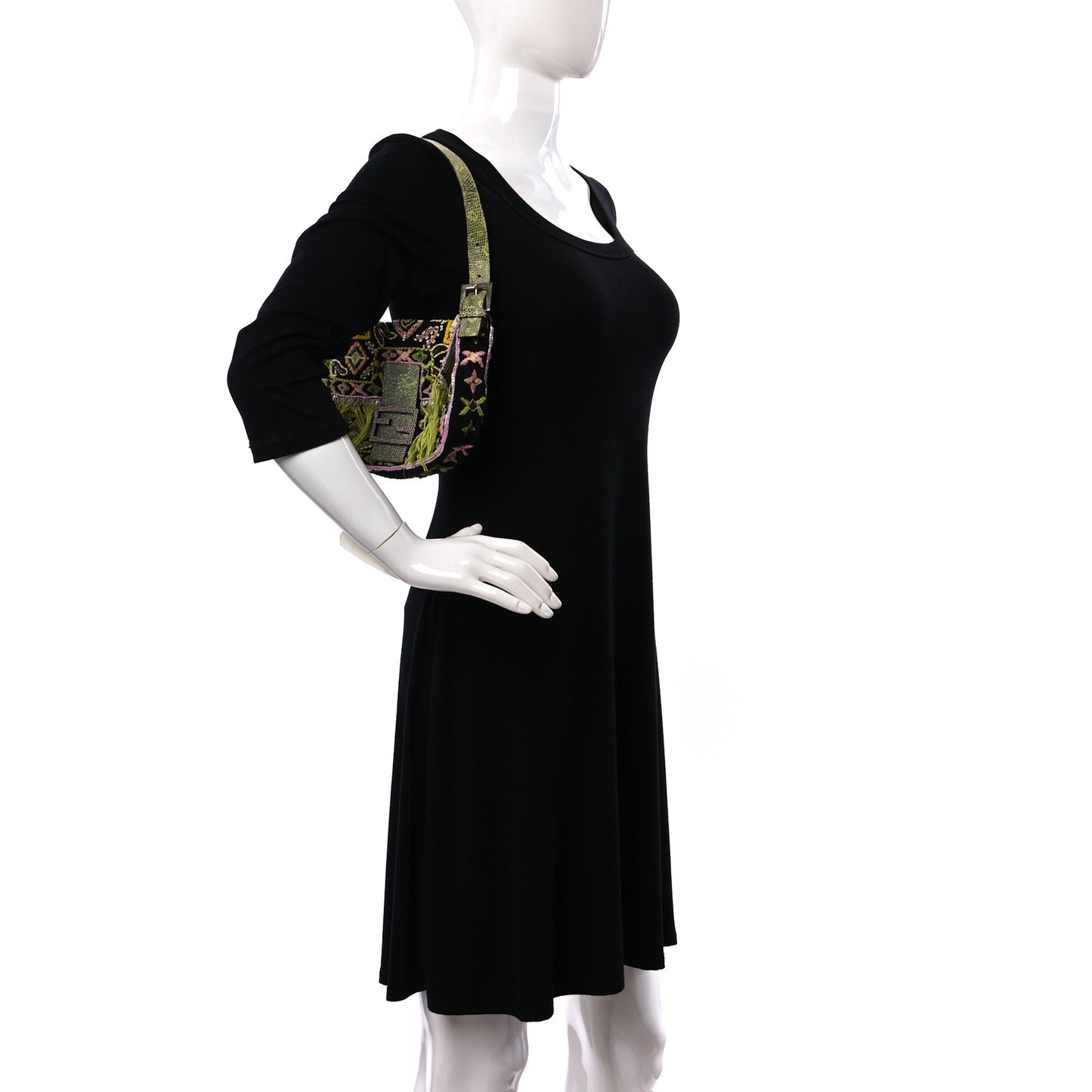 Satin Lizard Beaded Baguette Black Multicolor