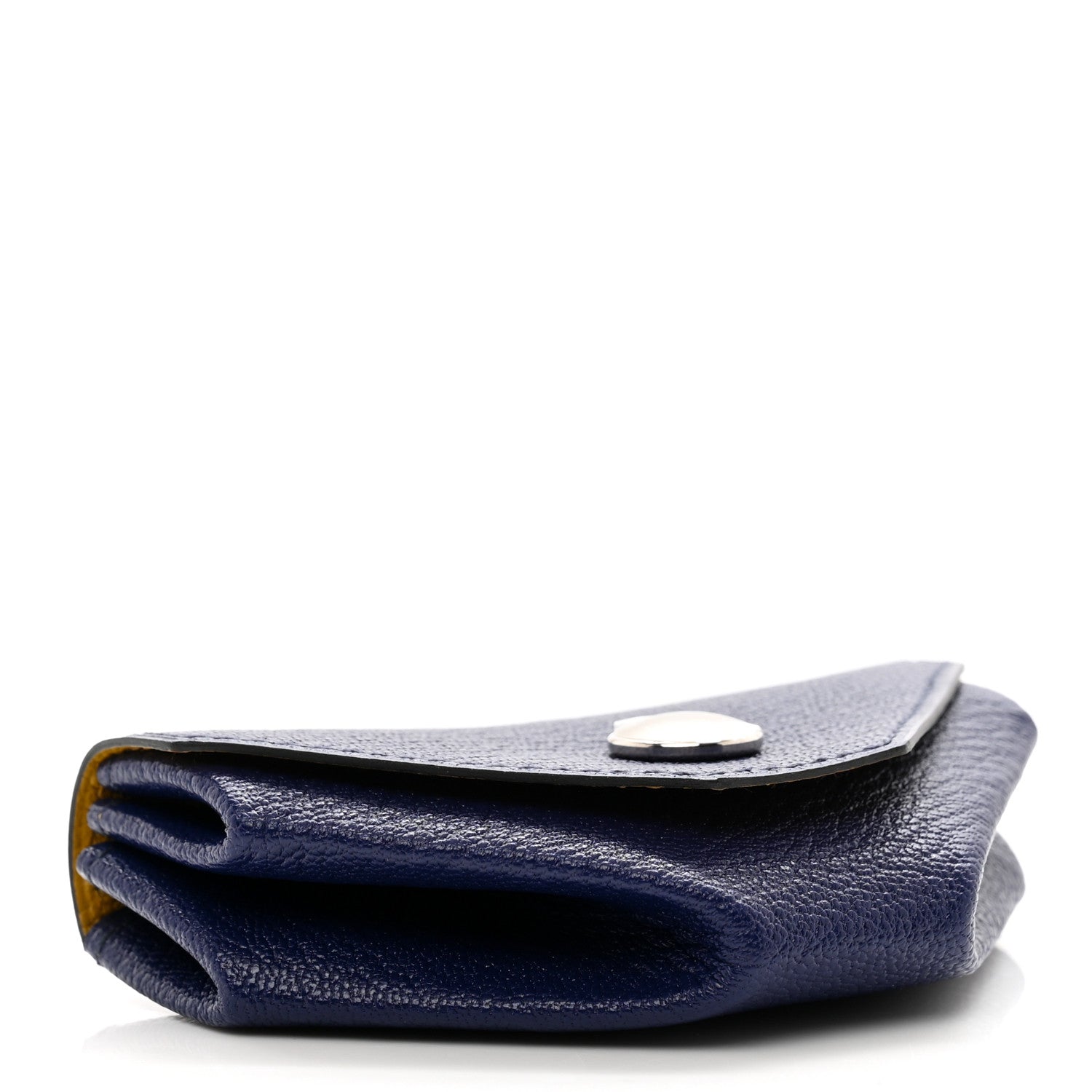Hermes Chevre Mysore Verso Le 24 Coin Purse Bleu Encre Jaune Ambre 4 of 7