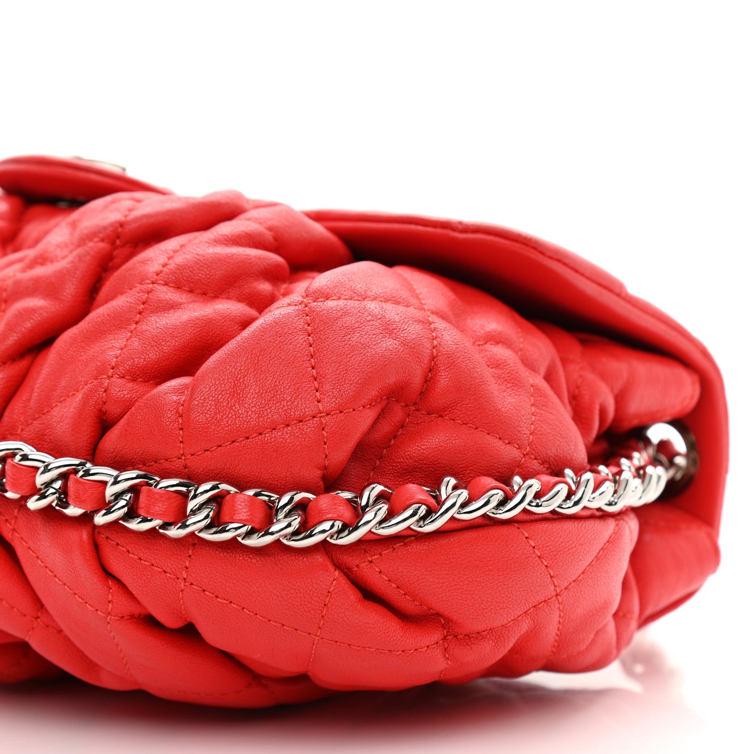 Chanel Washed Lambskin Quilted Medium Chain Around Messenger Red 9 of 9