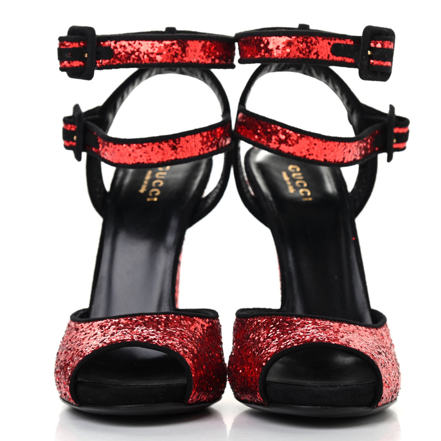 Gucci Glitter Suede Galactica Super Kid Platform Sandals 36 Red 4 of 10