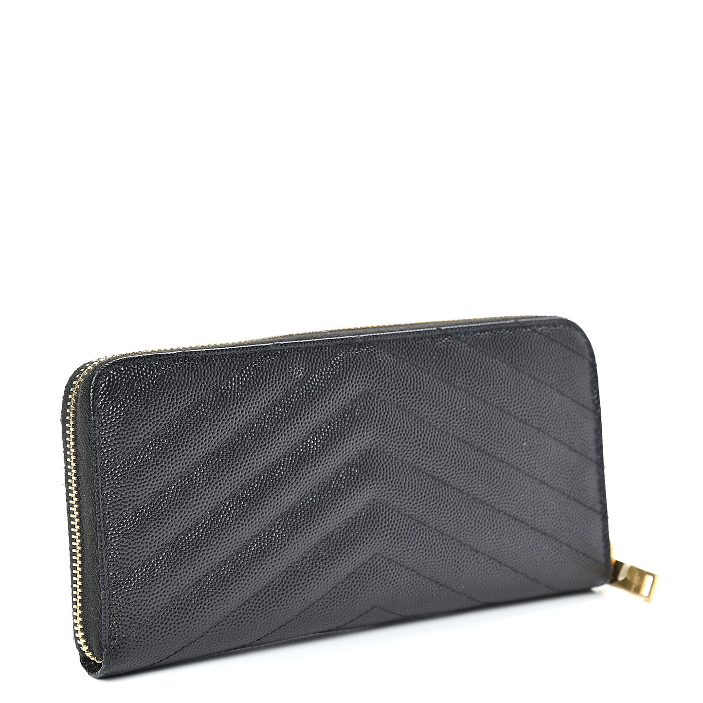 Grain De Poudre Matelasse Chevron Monogram Zip Around Wallet Black