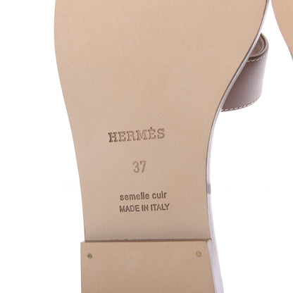 Hermes Box Calfskin Oran Sandals 37 Gold 8 of 11