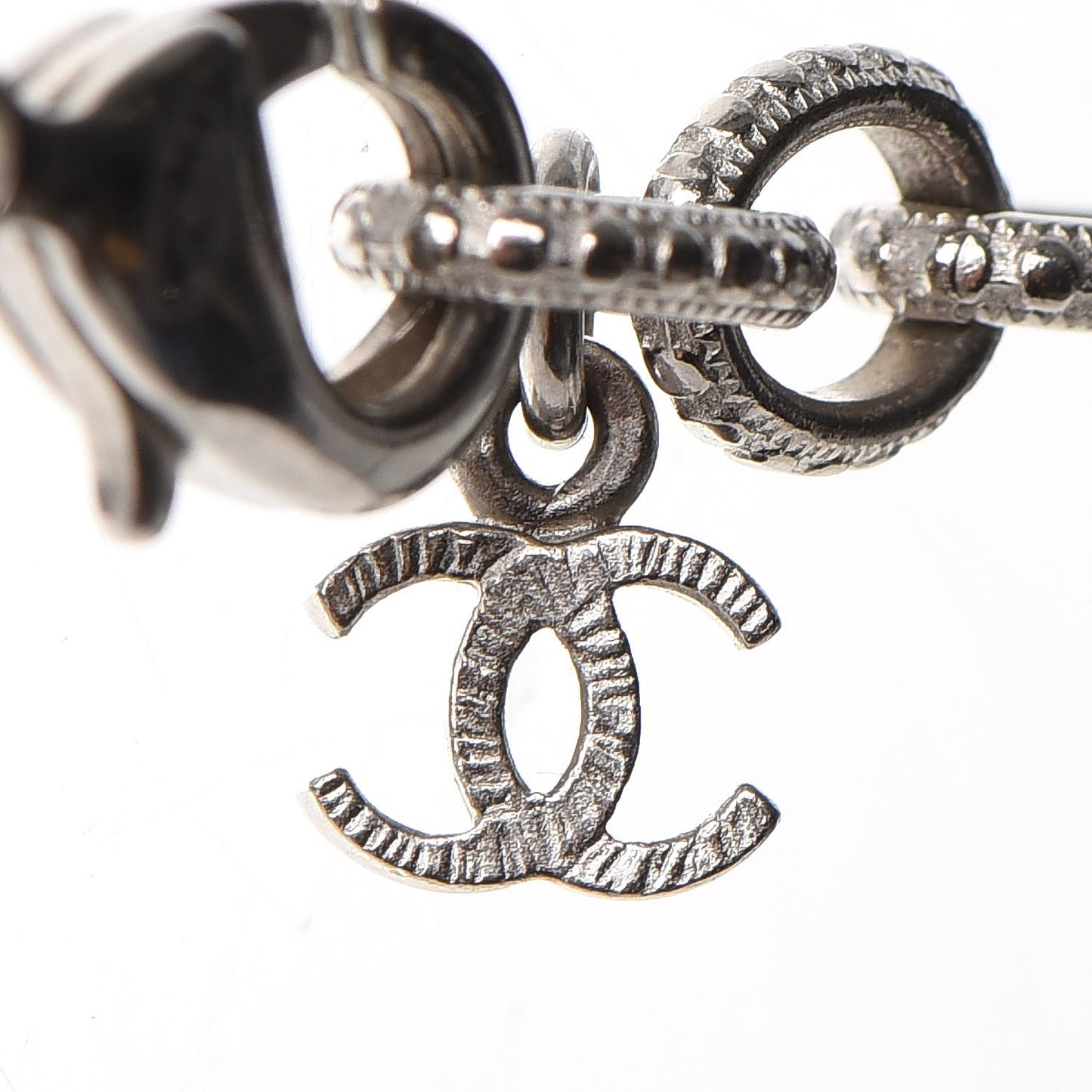 Crystal Strass Pearl CC Necklace Silver Black