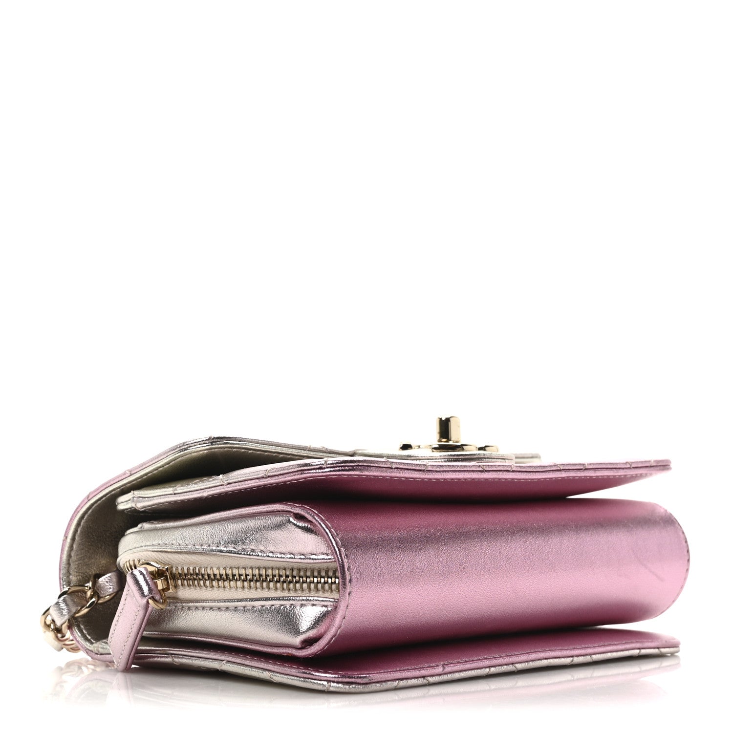 Chanel Metallic Lambskin Like A Wallet Flap Golden Pink 7 of 19