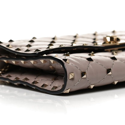 Valentino Garavani Lambskin Rockstud Spike Wallet on Chain Poudre 9 of 13