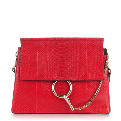 Chloe Python Medium Faye Shoulder Bag Red 1 of 7