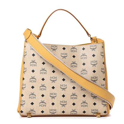 MCM Visetos Medium Corina Shoulder Bag Beige Yellow 1 of 13