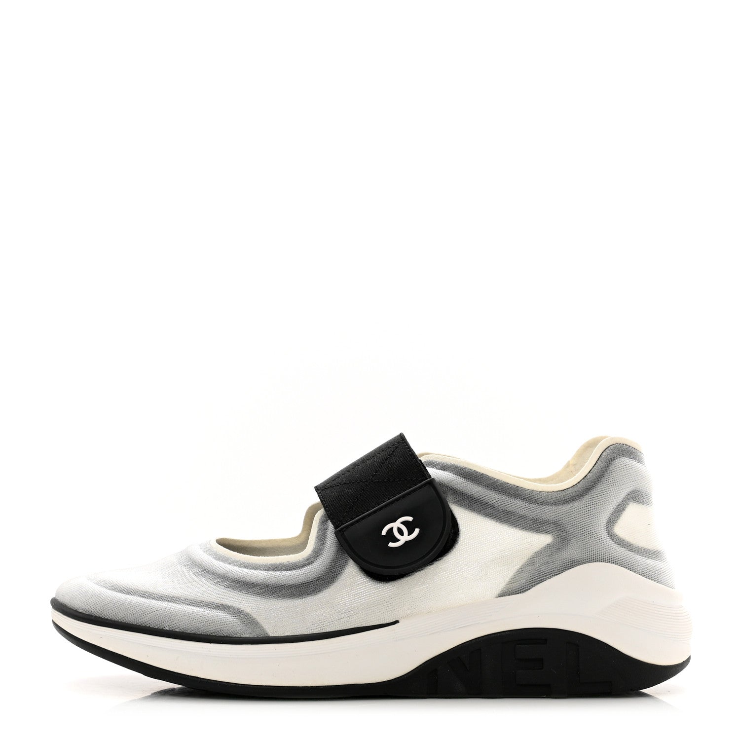 Chanel Mesh Lycra CC Sneakers 35 White Black 1 of 8