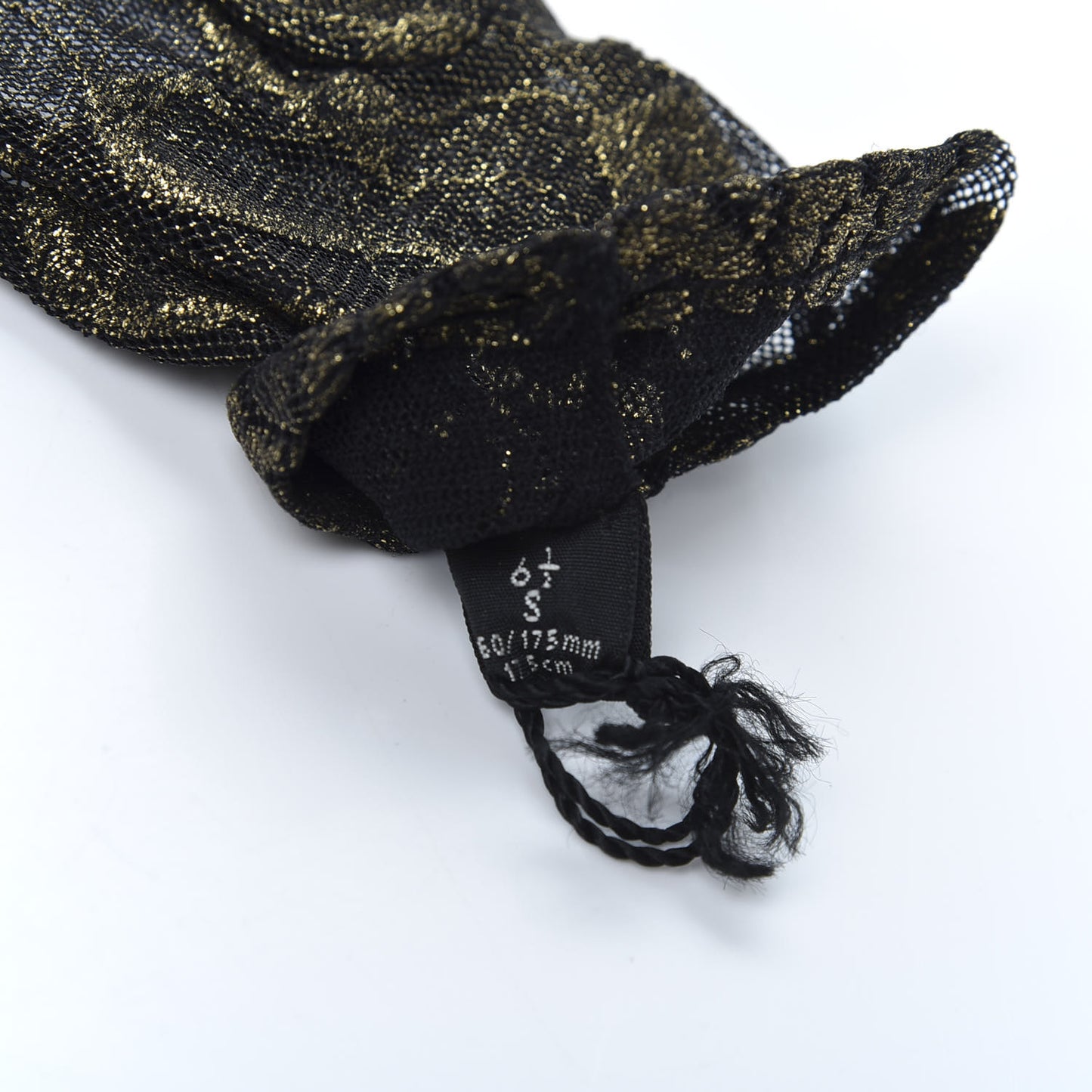 Embroidered Tulle Sheer Gloves S Black Gold