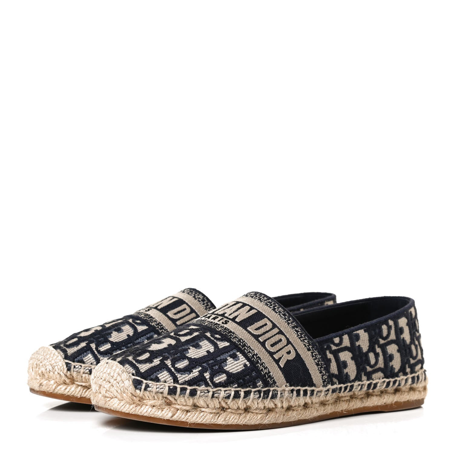 Christian Dior Oblique Embroidered Granville 15mm Espadrilles 38.5 Deep Blue 3 of 11