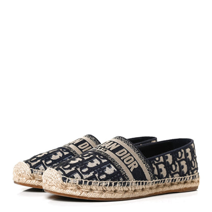 Christian Dior Oblique Embroidered Granville 15mm Espadrilles 38.5 Deep Blue 3 of 11