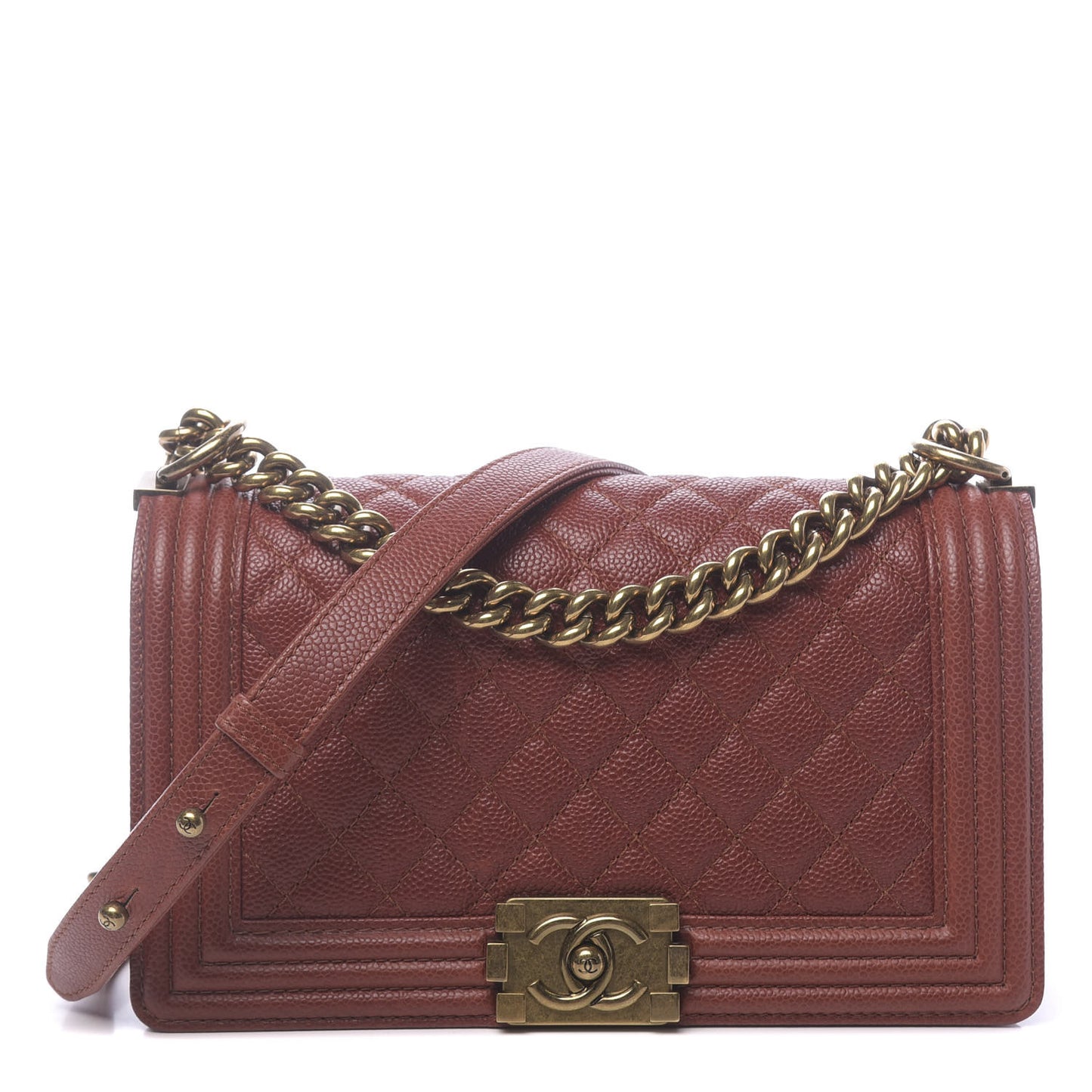 Caviar Quilted Medium Boy Flap Dark Orange